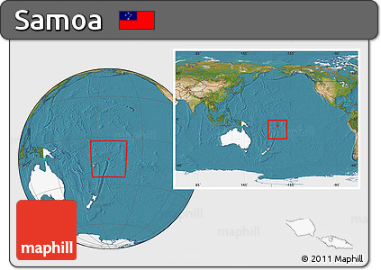 Satellite Location Map of Samoa, highlighted continent, within the entire continent