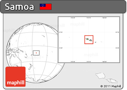 Savanna Style Location Map of Samoa, blank outside, hill shading inside