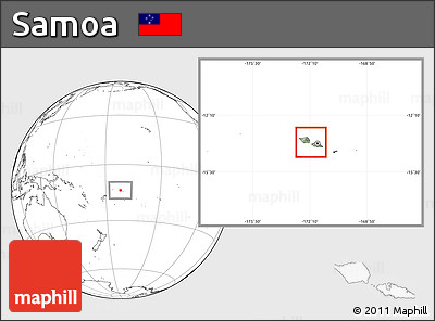 Savanna Style Location Map of Samoa, blank outside, hill shading inside