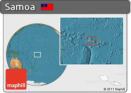 Savanna Style Location Map of Samoa, satellite outside, hill shading