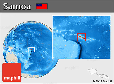 Shaded Relief Location Map of Samoa