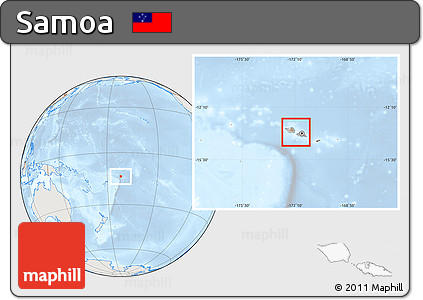 Shaded Relief Location Map of Samoa, lighten