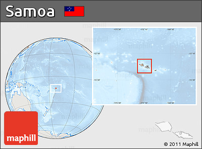 Shaded Relief Location Map of Samoa, lighten