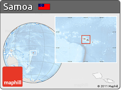 Shaded Relief Location Map of Samoa, lighten