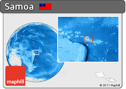 Shaded Relief Location Map of Samoa, lighten, land only