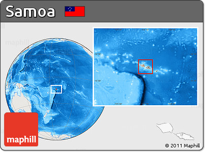 Shaded Relief Location Map of Samoa, lighten, land only