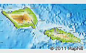 Physical Map of Samoa, desaturated, land only