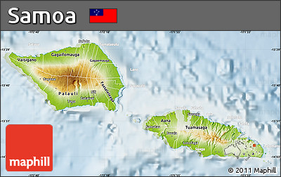 Physical Map of Samoa, lighten