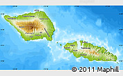 Physical Map of Samoa, single color outside, bathymetry sea