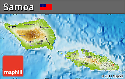 Physical Map of Samoa, single color outside