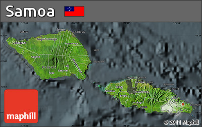 Satellite Map of Samoa, darken, semi-desaturated
