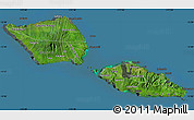 Satellite Map of Samoa, darken, semi-desaturated, land only