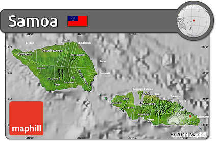 Satellite Map of Samoa, lighten, desaturated