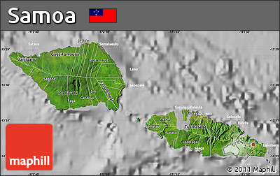 Satellite Map of Samoa, lighten, desaturated