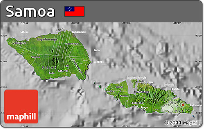 Satellite Map of Samoa, lighten, desaturated