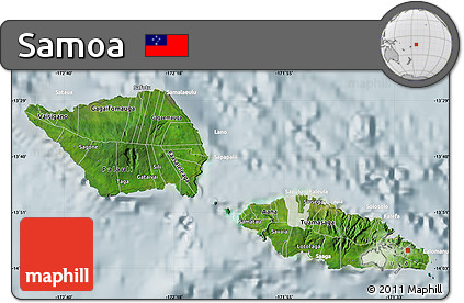 Satellite Map of Samoa, lighten