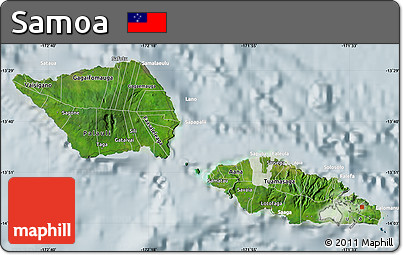 Satellite Map of Samoa, lighten