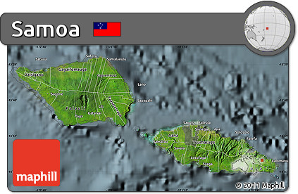 Satellite Map of Samoa, semi-desaturated