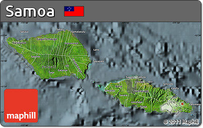 Satellite Map of Samoa, semi-desaturated