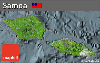 Satellite Map of Samoa, semi-desaturated