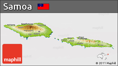 Physical Panoramic Map of Samoa, cropped outside