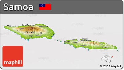 Physical Panoramic Map of Samoa, cropped outside