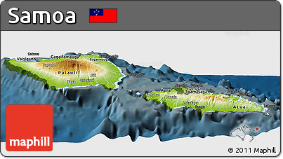 Physical Panoramic Map of Samoa, darken