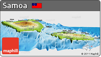 Physical Panoramic Map of Samoa, darken, land only