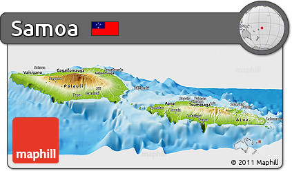 Physical Panoramic Map of Samoa