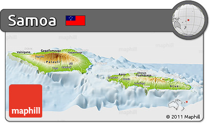 Physical Panoramic Map of Samoa, lighten