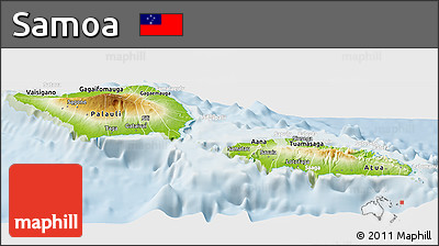 Physical Panoramic Map of Samoa, lighten