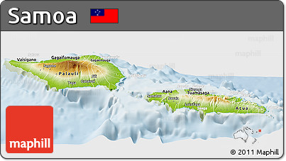 Physical Panoramic Map of Samoa, lighten