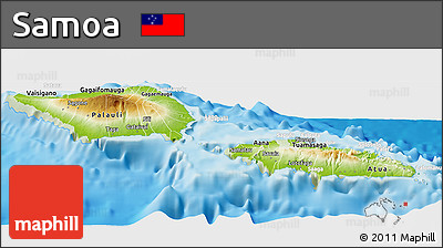 Physical Panoramic Map of Samoa, lighten, land only