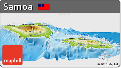 Physical Panoramic Map of Samoa, lighten, land only