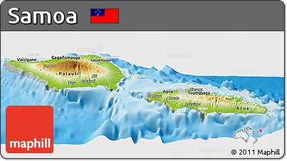 Physical Panoramic Map of Samoa, lighten, semi-desaturated, land only