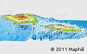 Physical Panoramic Map of Samoa, lighten, semi-desaturated, land only