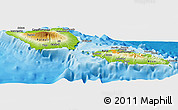 Physical Panoramic Map of Samoa, political shades outside