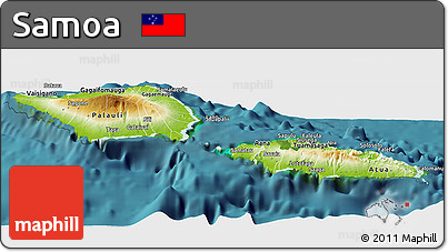 Physical Panoramic Map of Samoa, satellite outside