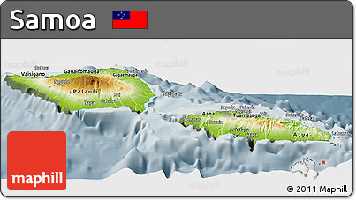 Physical Panoramic Map of Samoa, semi-desaturated