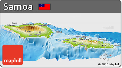 Physical Panoramic Map of Samoa, shaded relief outside