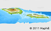 Physical Panoramic Map of Samoa, single color outside, bathymetry sea