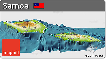 Physical Panoramic Map of Samoa, single color outside, satellite sea