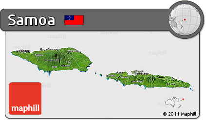 Satellite Panoramic Map of Samoa, cropped outside
