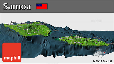 Satellite Panoramic Map of Samoa, darken
