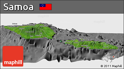 Satellite Panoramic Map of Samoa, desaturated