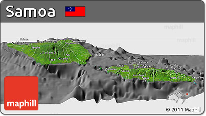 Satellite Panoramic Map of Samoa, desaturated