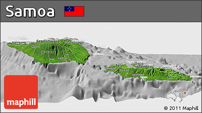 Satellite Panoramic Map of Samoa, lighten, desaturated