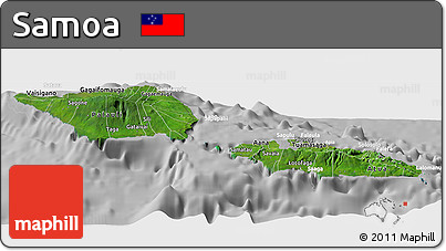 Satellite Panoramic Map of Samoa, lighten, desaturated