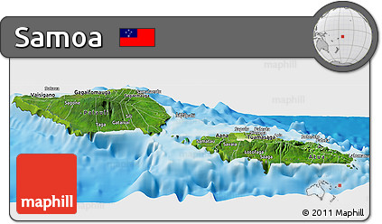 Satellite Panoramic Map of Samoa, physical outside