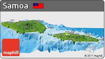 Satellite Panoramic Map of Samoa, physical outside